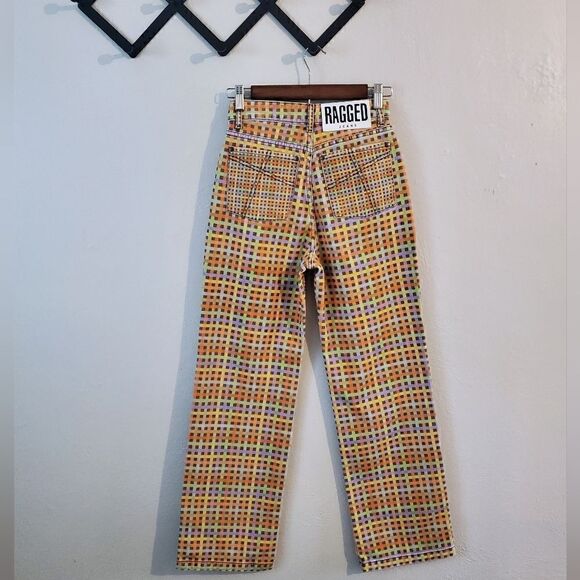 The Ragged Priest Oblivion Rainbow Plaid High Rise Straight Dad Jeans Size 24 - Picture 16 of 16